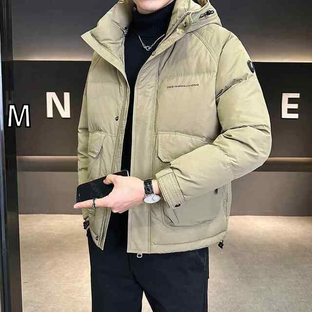 M 秋冬 コーデ メンズ 服 シンプル ファッション オシャレ 大人 かっこいい 大きいサイズ ストリート 紳士服 ダウン ジャケット フード付き 冬 厚手 暖かい トップス 服 カジュアル ホワイトダックダウン
