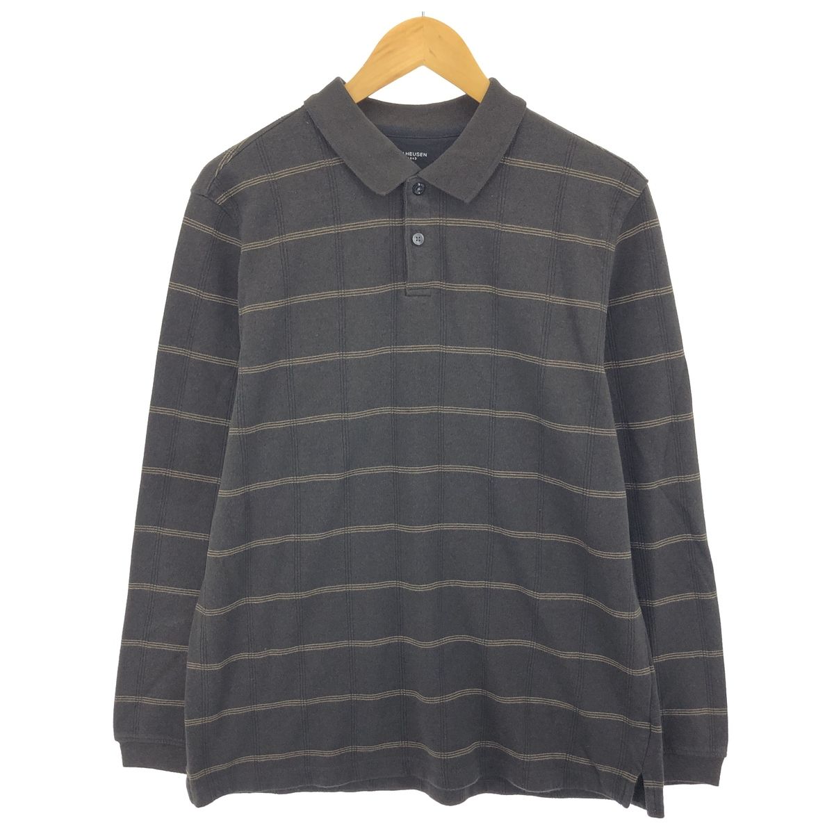 古着 VAN HEUSEN 長袖 チェック ポロシャツ メンズL相当/eaa437003