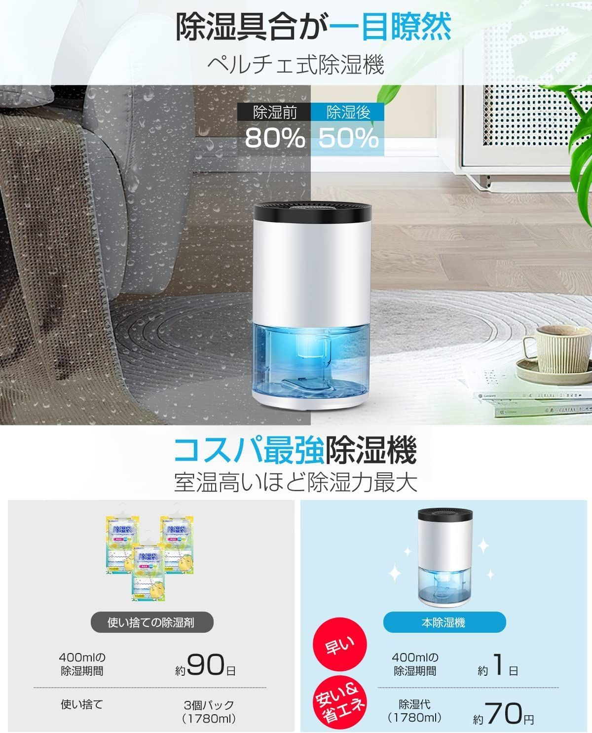 小型除湿機 ワンタッチ操作 7色ライト使用可 ワンタッチ操作 小型除湿