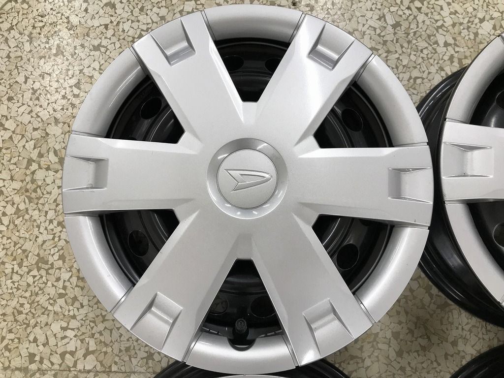 ◎傷 少 新車外し並 SUZUKI ソリオ純正キャップ付スチール 14inc 4.5J 45 100 4H 4本 検 スペーシア ワゴンR アルト ラパン スズキ