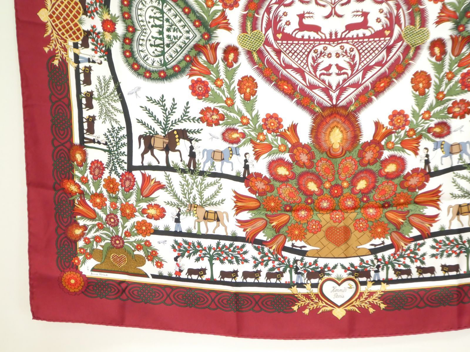 美品 エルメス カレ90 切り絵 ショール シルクスカーフ