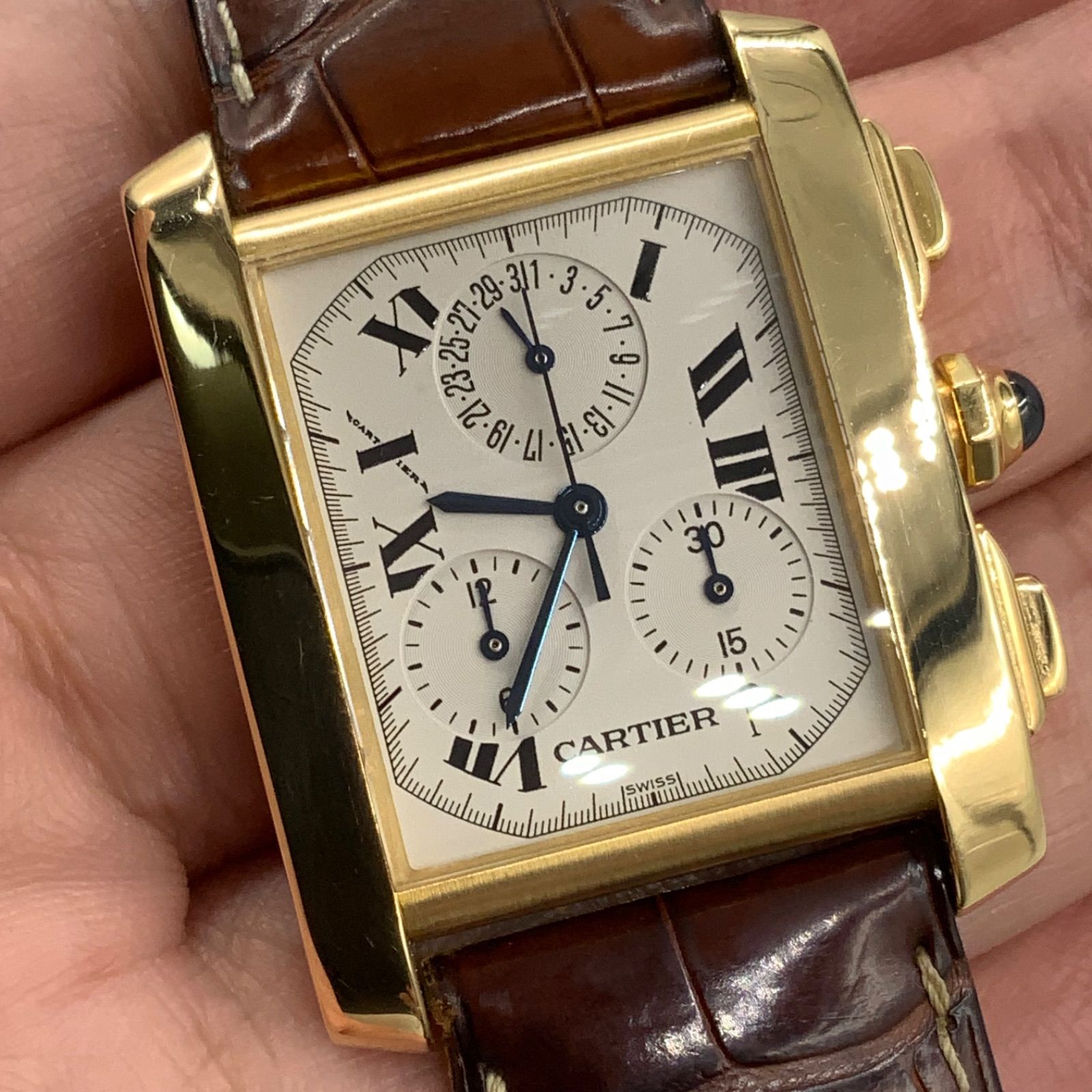 カルティエ CARTIER タンクフランセーズ クロノリフレックスXL 750YG 