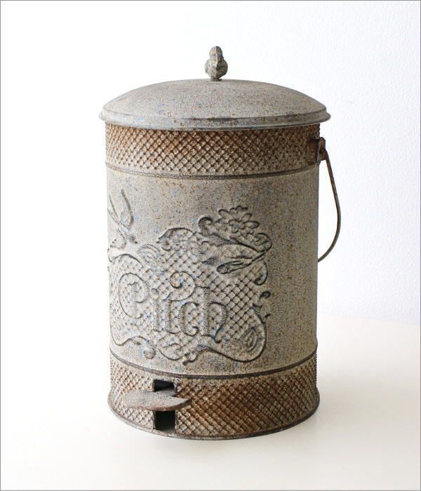 ゴミ箱 おしゃれ かわいい ふた付き ペダル式 蓋つき ダストボックス ブリキ 玄関 ベランダ ヴィンテージなブリキのダストボックス STEELWINDOWSANDDOORS_COM