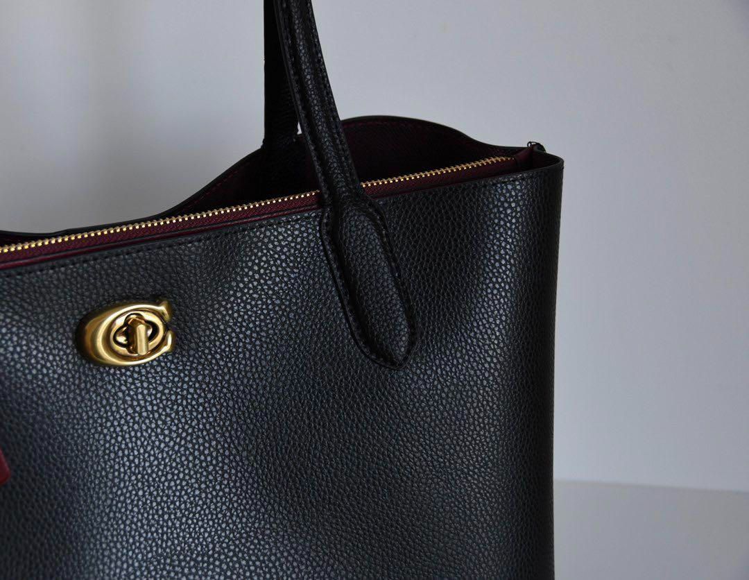 COACH Willow ブラックレザートートバッグ ショルダーバッグ COACH Willow ブラックレザートートバッグ ショルダーバッグ