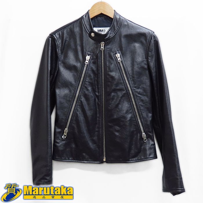 エムエム6 メゾンマルジェラ ハの字ライダースジャケット レディース 36 ダークパープル S52AM0146 レザー MM6 Maison Margiela 質屋 丸高 甲子園店 人気 ブランド 25k187-1