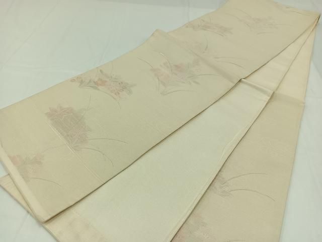 平和屋着物＊夏物 六通柄袋帯 流水花文 銀糸 正絹 逸品 AAAX7973jh