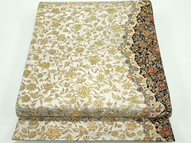 平和屋着物 上 西陣の名門 加納幸謹製 六通柄袋帯 唐織 草花文 金糸 引箔 CZAA3898s5