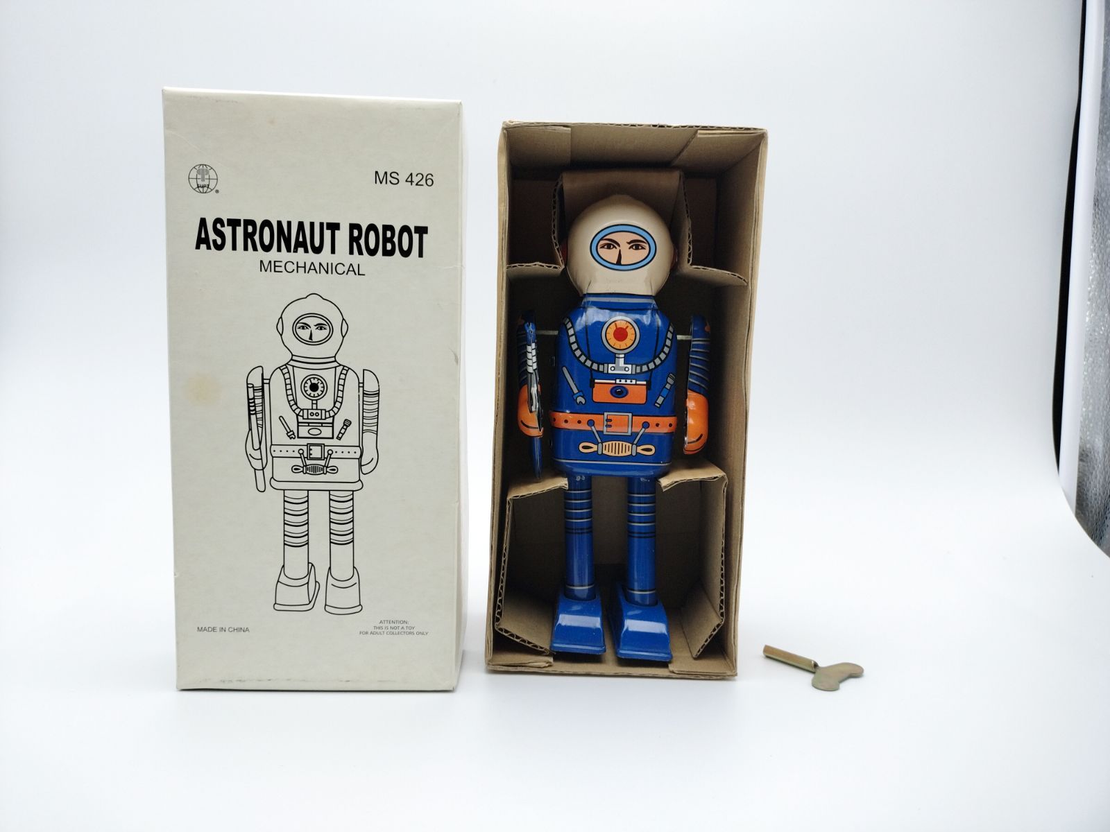 トープレ がんばるぞ君 マイクロセンサー付き フィギュア 昭和レトロ ゼンマイ式ロボット 2体 ブリキ製 22cm おもちゃ 昭和レトロ