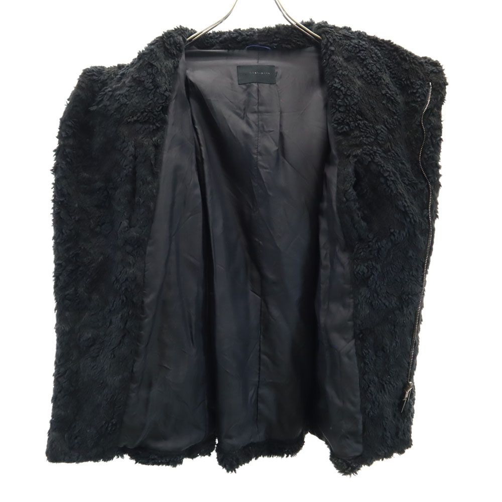 ジュンハシモト 日本製 ボア ショート ラップ コート 4 ブラック