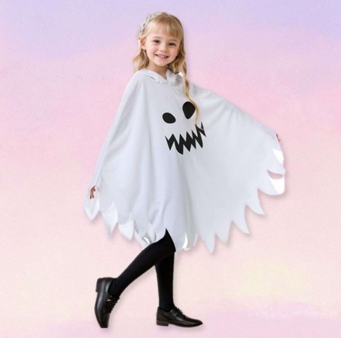 新品 ❤️ 子ども フード付きおばけポンチョ コスプレ 衣装 プチプラ 