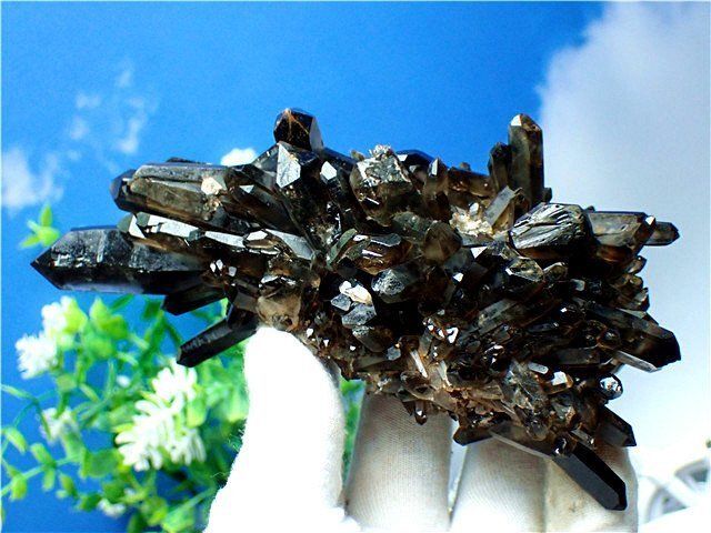 AAA級【魔除け】高透明度◆天然モリオン黒水晶クラスターB82C6/98C14D 入手困難】AAA級高透明度天然水晶クラスター& 天然モリオン(黒