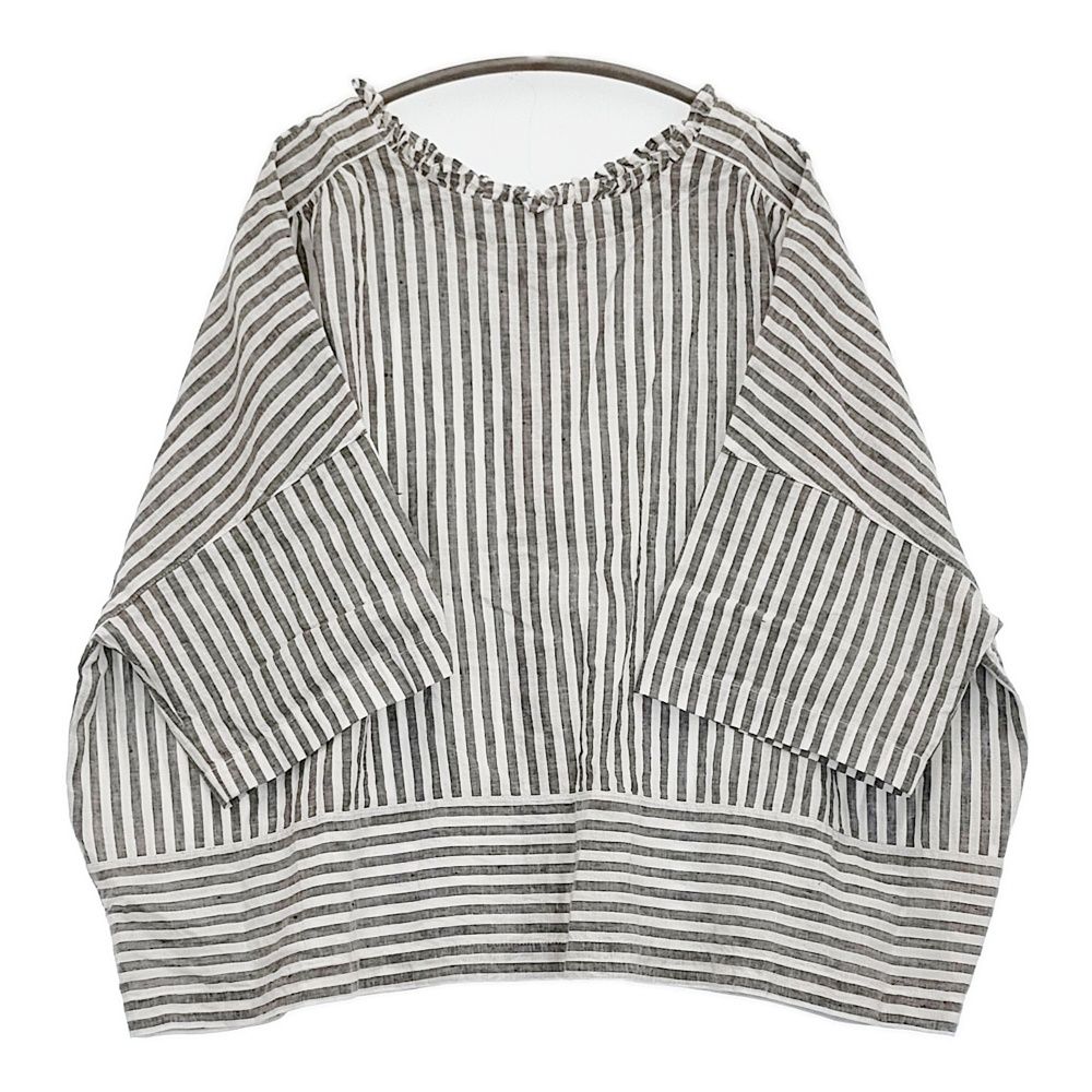 nest Robe UpcycleLino ストライププチフリル2wayシャツ 定価24200円 ブラウス 24SS ホワイト ブラック レディース ネストローブ 5-0926S