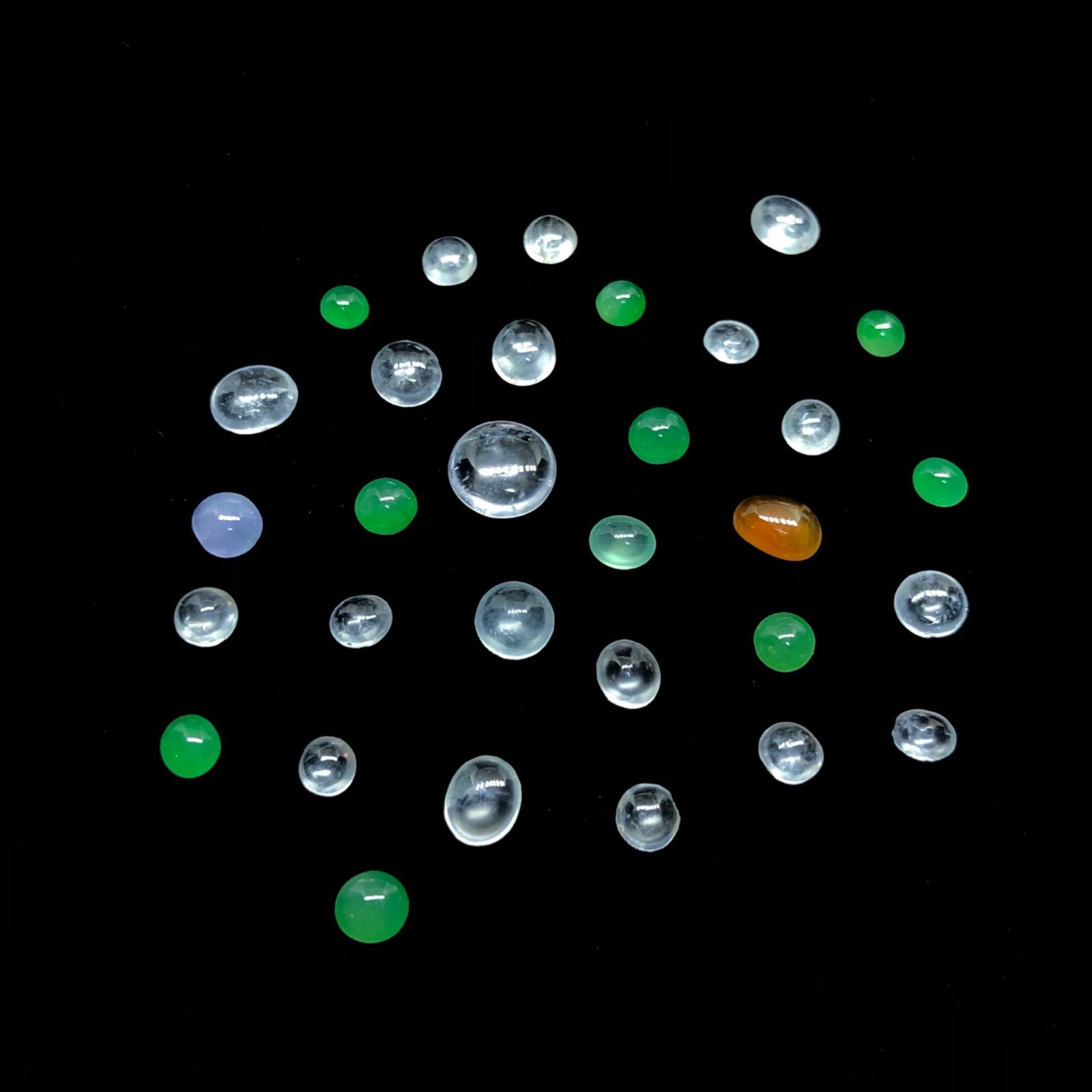 ミャンマー産 天然本翡翠 高品質脇石 カポション ルースセット 31ピース ちびサイズ 小粒 多彩 NEXPOTALLINN_EU