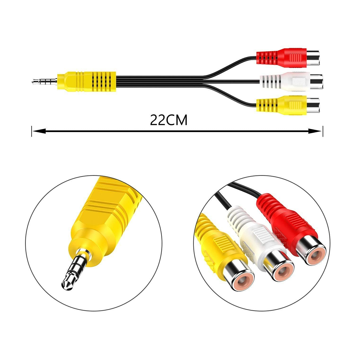 3.5mm to 3 RCA オスプラグ - ケーブル 3.5mm RCA 割引価格