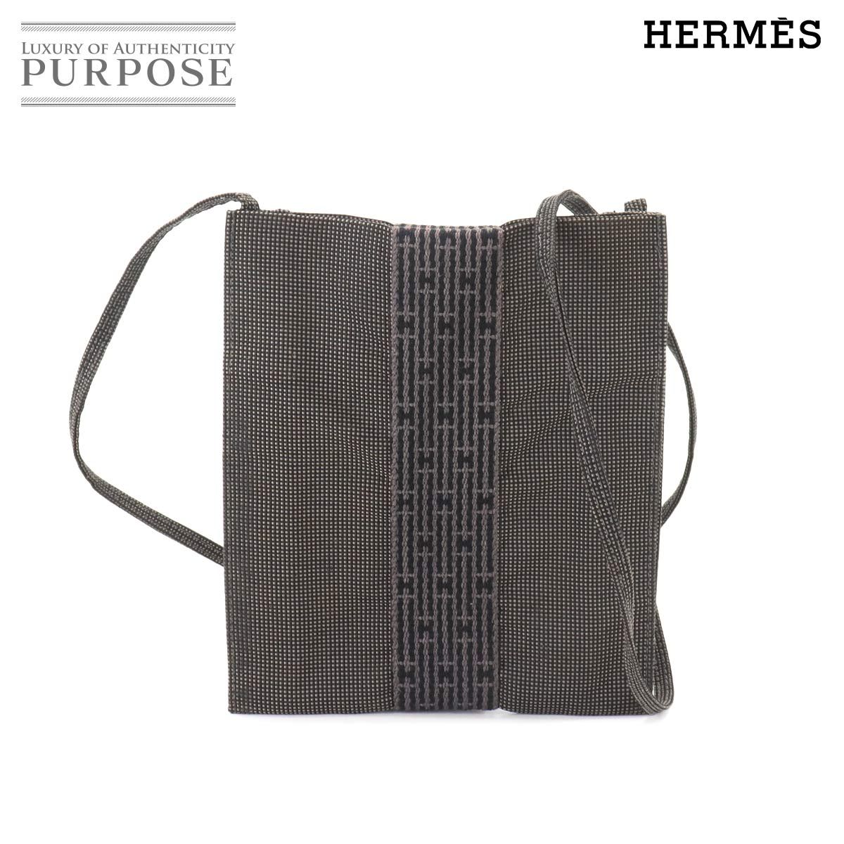 エルメス HERMES エールライン ポシェット ショルダー バッグ キャンバス グレー Herline Pochette 90246200 -  メルカリ