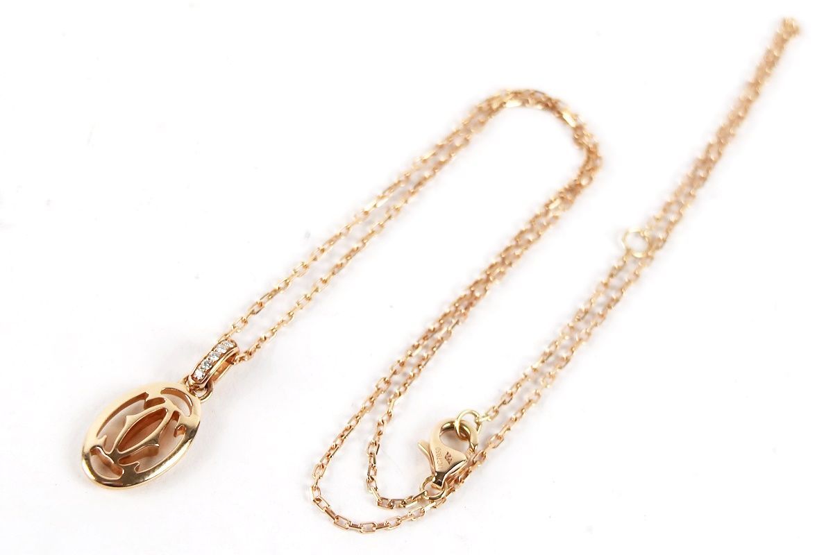 美品】Cartier カルティエ ドゥーブル ダイヤ ネックレス PG 750 K18 