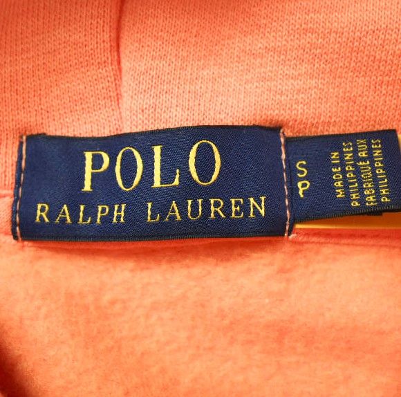 POLO RALPH LAUREN ポロ・ラルフローレン フリースグラフィックフーディ 裏起毛 スウェットプルオーバーパーカー S オレンジ トップス g18412