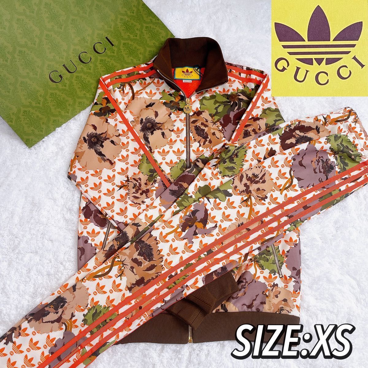 adidas×GUCCI セットアップ ジャージ上下 花柄 アディダス グッチ トラックジャケット トラックパンツ XS
