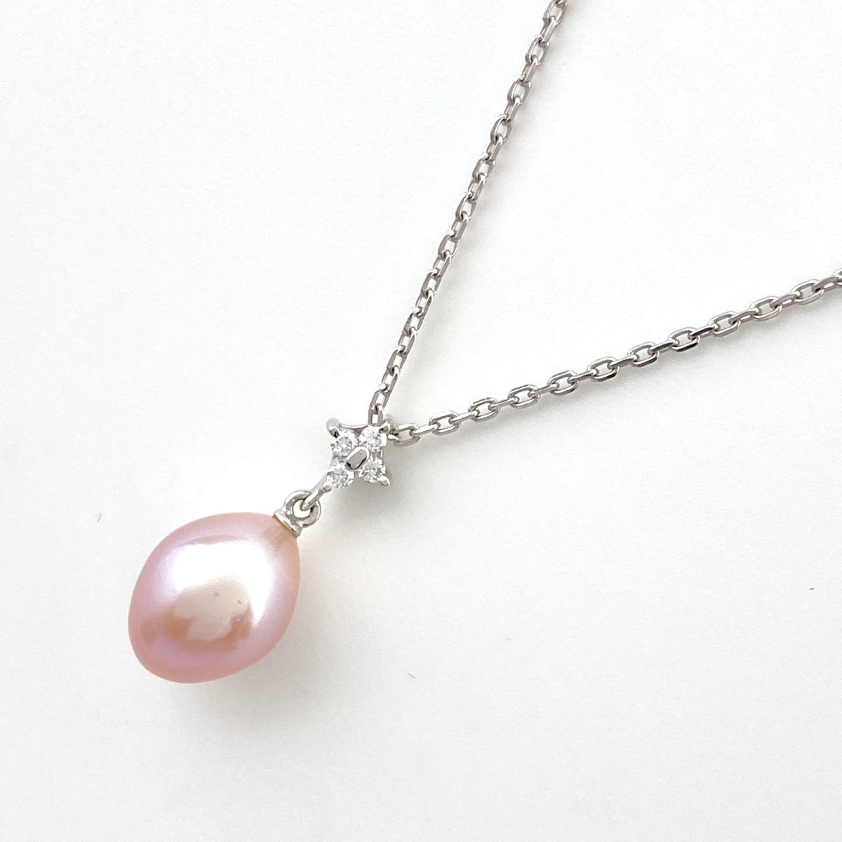 ミキモト MIKIMOTO パール デザインネックレス WG ホワイトゴールド ペンダント メレダイヤ ダイヤモンド ネックレス K18 WG パール レディース