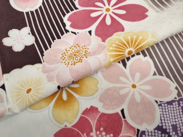 平和屋着物○小振袖 二尺袖 舞花文 洗える着物 逸品 新品 DAAY5325ud