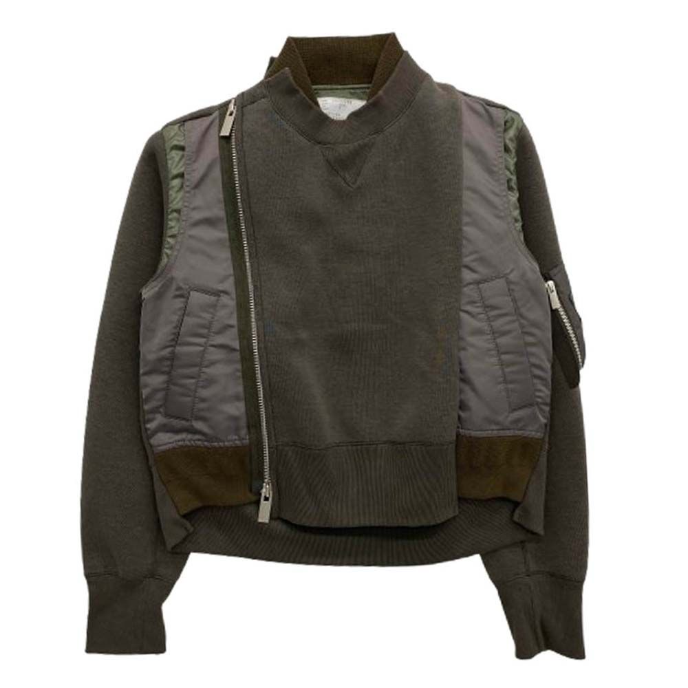 24AW新品 sacai レディース スポンジ スウェット ブルゾン パーカー sacai スポンジ スウェット × ナイロン ツイル フーディー