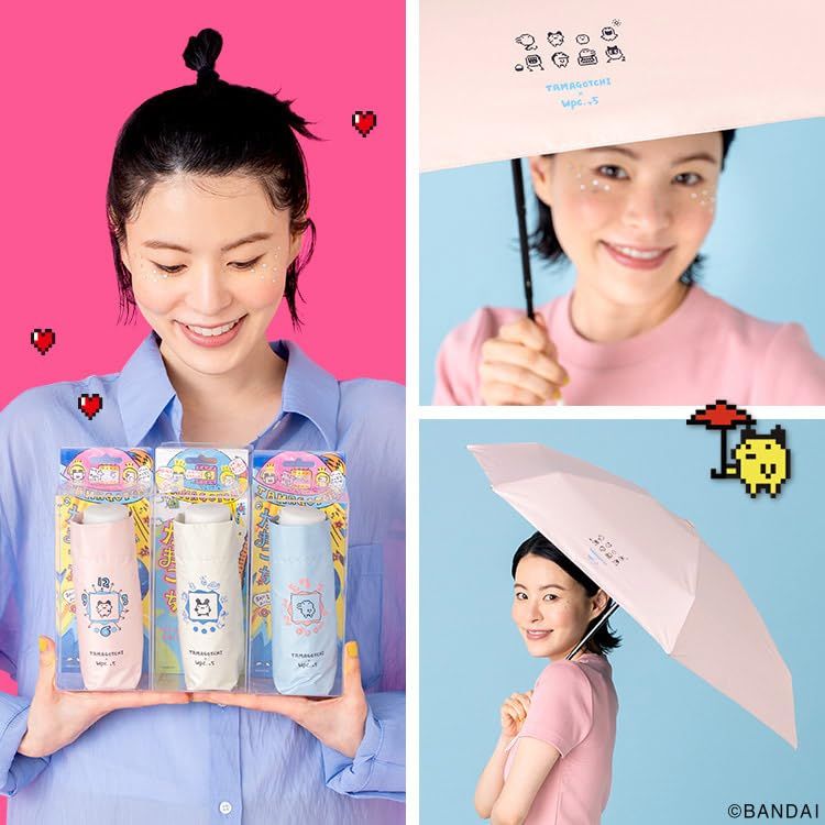 【2025】Wpc. 日傘 たまごっち&times;Wpc.っち 遮光本体モチーフ ピンク（まめっち） ≪遮光率100%/UVカット率100%/・UPF50＋/遮熱/晴雨兼用≫ 折りたたみ傘 軽量 通勤 通学 旅行 可愛い 女性 レデ [本体モチーフ ピンク(まめっち)]