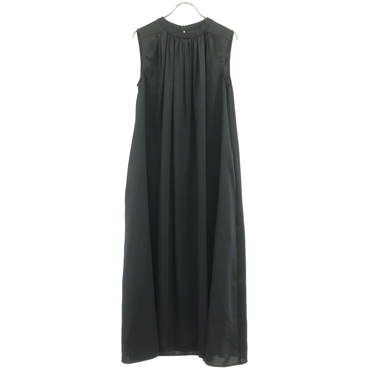 ENFOLD エンフォルド 22AW PEライトジョーゼット ギャザーセミフ ノースリーブドレスワンピース 300FA233-0450 ネイビー 36