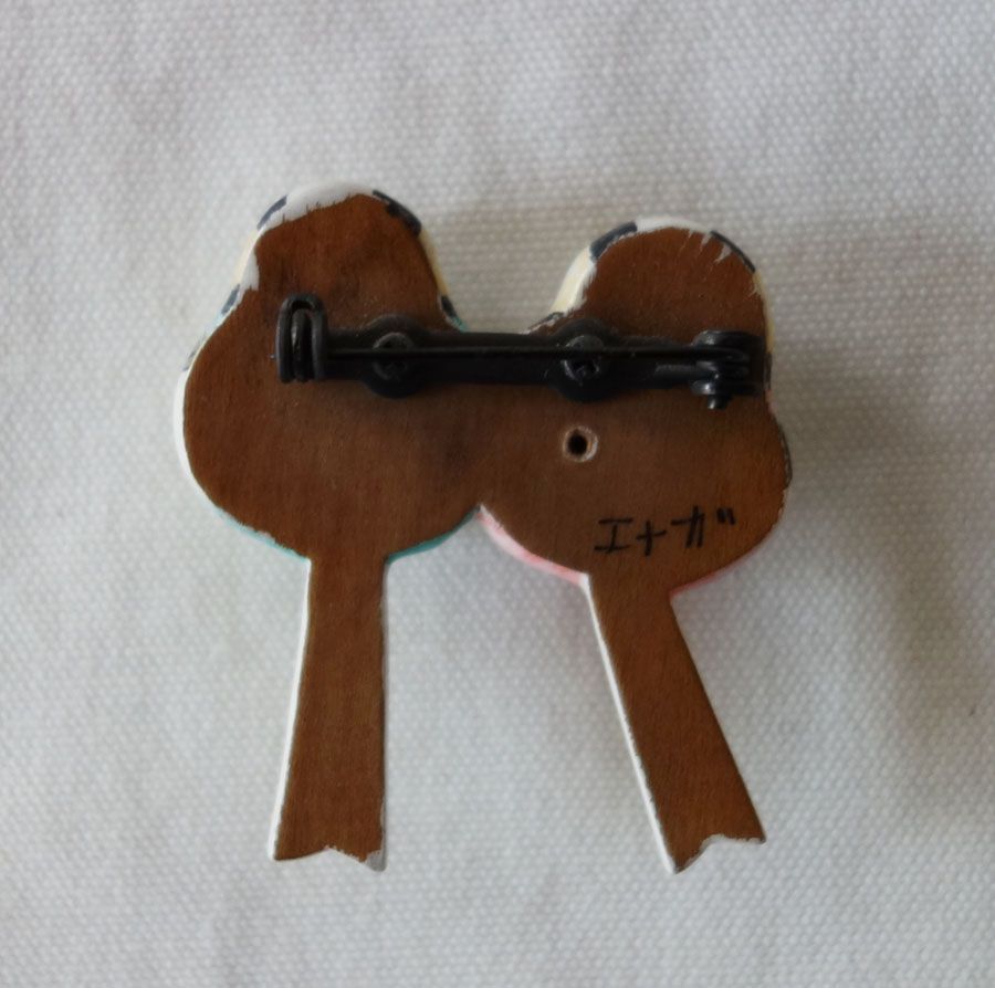 ラブバード 田中テルアキ ブローチセット 木彫り 鳥