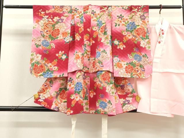 本格正絹♡七五三　3歳　女の子　セット　一式　絞り　赤系 本格正絹♡七五三 3歳 女の子 セット 一式 絞り 赤系 七五三 着物 3歳