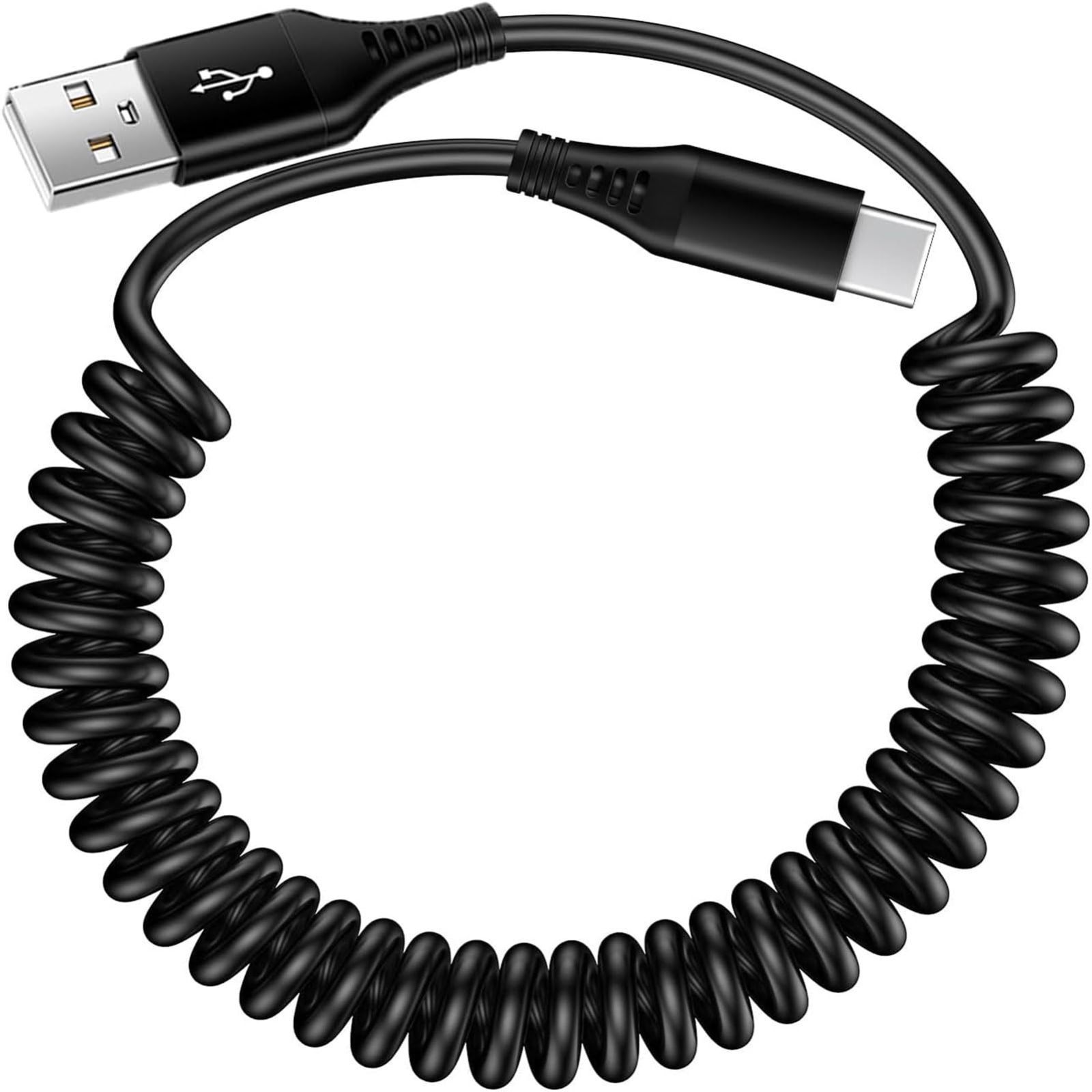 数量 Cケーブル コイル型 0.4mから1.5mまで 伸びる QC3.0 Type 急速充電 タイプC ケーブル 高速データ転送 最大3A USB USB-A to USB-C ケーブル TPU素材 15充電ケーブル 高耐久 Type Cスプリングライン
