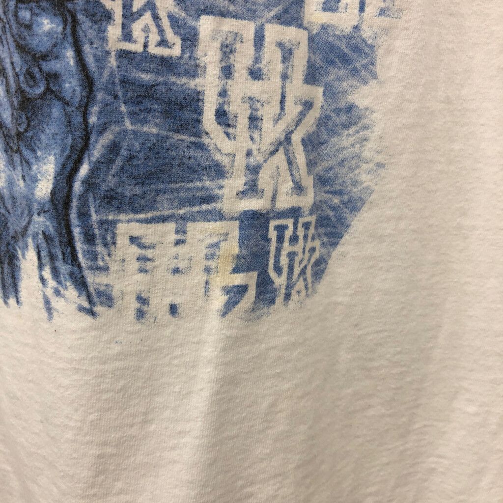 90年代 STARTER スターター ケンタッキー・ワイルドキャッツ 半袖Ｔシャツ カレッジ ホワイト (メンズ L) 中古 古着 Q7290