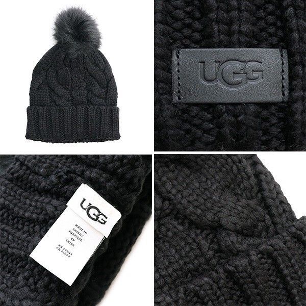 UGG/アグ 22589 Cable Beanie W Pom ケーブル ビーニー W ポム リブ