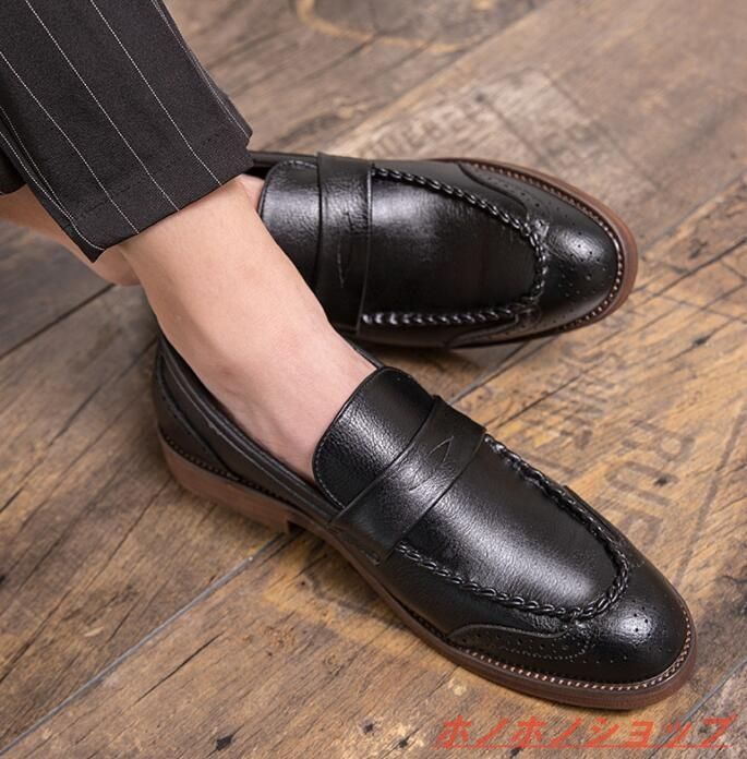  特売 ローファー スリッポン メンズ 職人手作り レザーシューズ ビジネスシューズ イギリス風 牛革 革靴 通勤 24 cm 28.5 cmブラウン スリッポン 靴