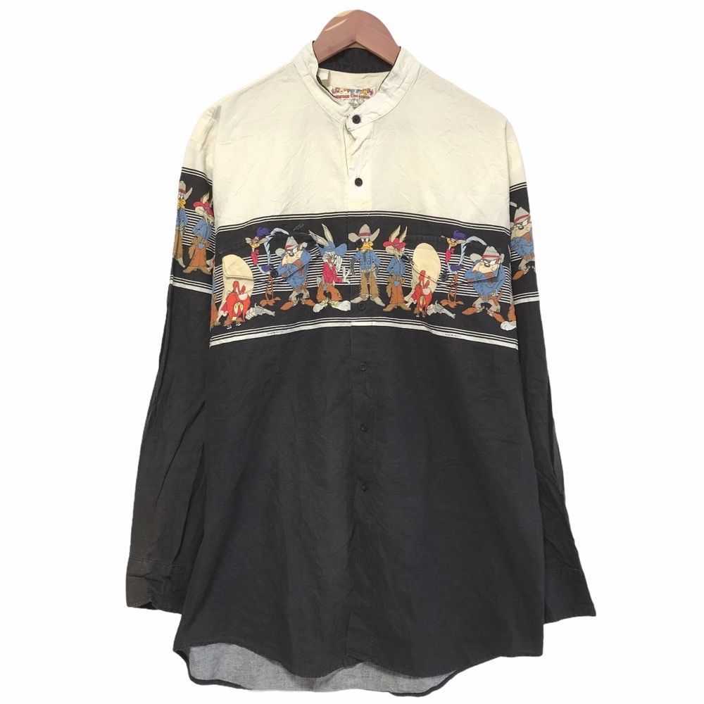 ルーニーテューンズ LOONEY TUNES WESTERN COLLECTION ロングスリーブ ウエスタンシャツ ツートンカラー 長袖 サイズ：XL オフホワイト×ブラック 【NR】
