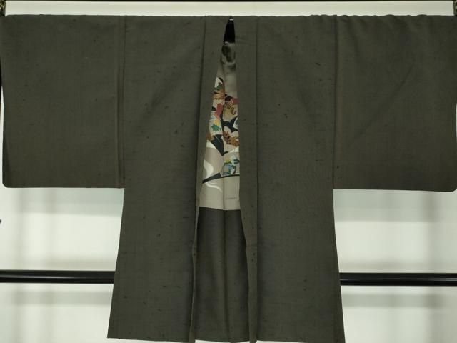 平和屋着物○男性 髭紬 アンサンブル キングサイズ 長羽織 色無地 濃藍