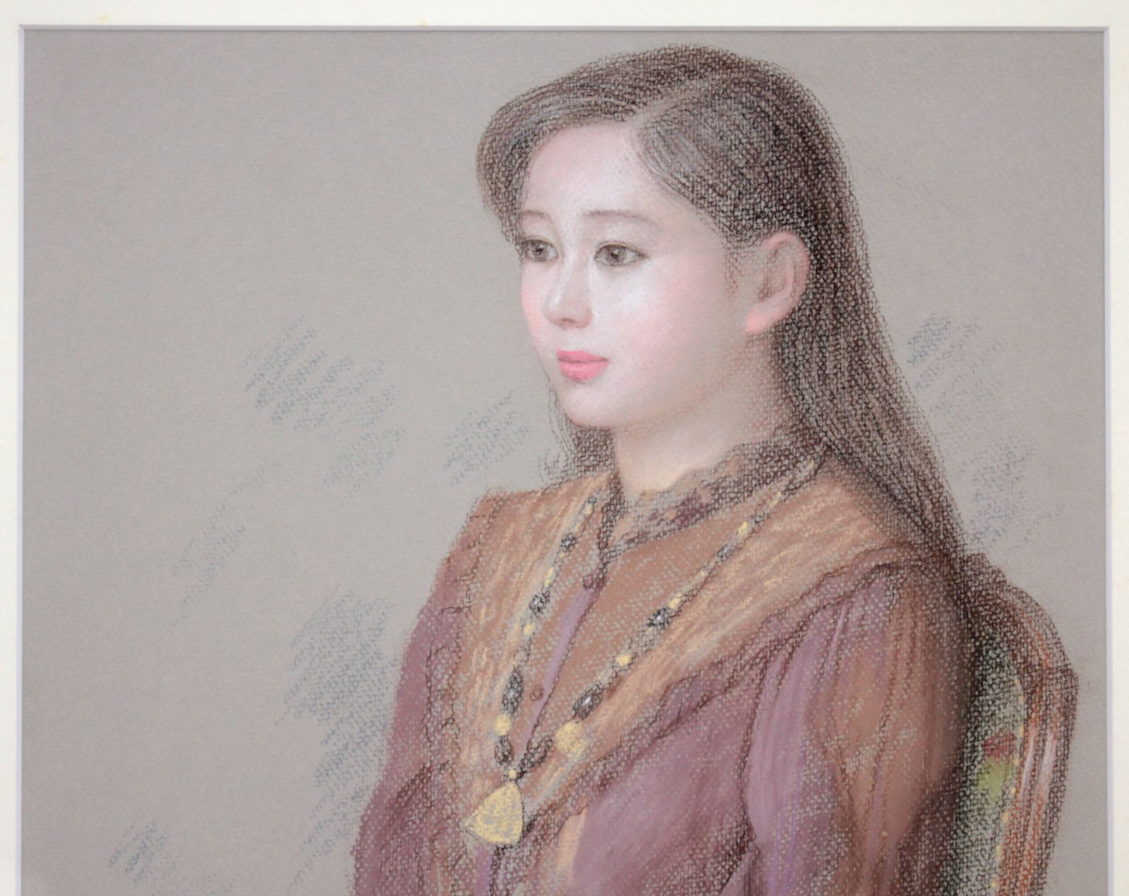 徳田宏行　人物画　女性像 徳田宏行 パステル画『女性像』【真作保証】 絵画 - メルカリ