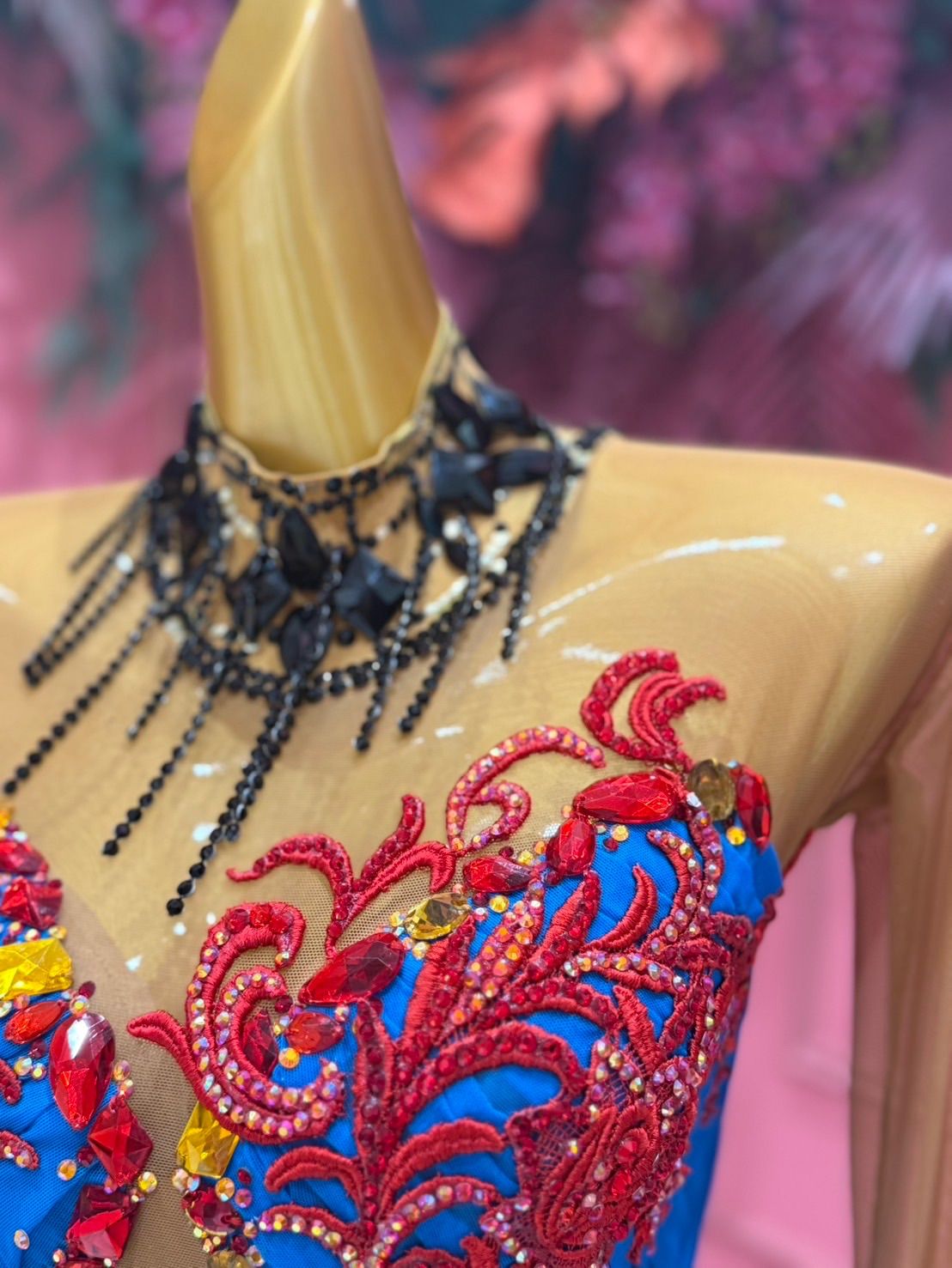 社交ダンス gentil ジャンティ ラテンドレス ブルー サイズS