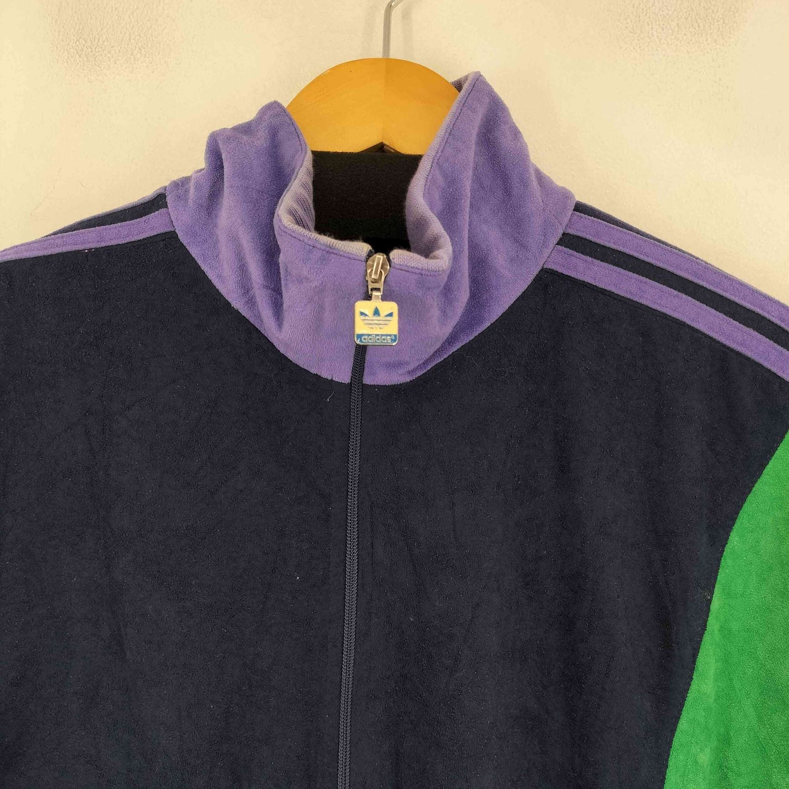 90s 万国旗タグ adidas アディダス 紫 ベロア トラック ジャケット