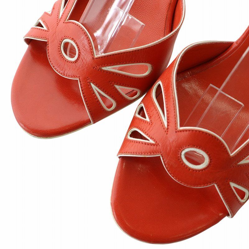 セリーヌ CELINE サンダル レザー オープントゥ ハイヒール