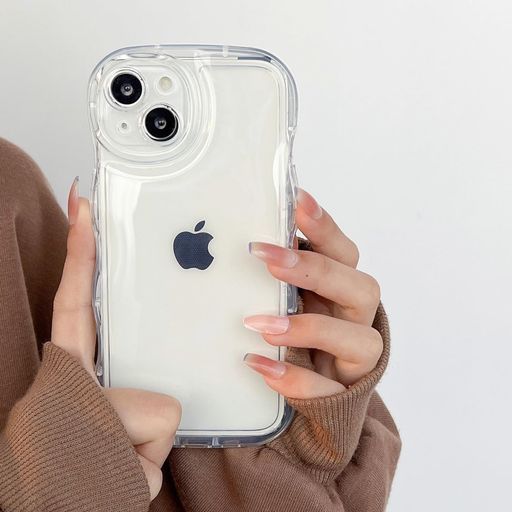 LITATAクリアウェーブおしゃれ韓国iPhone16ケースアクスタ収納推し活にぴったり手にフィット透明可愛いシンプル(iPhone16)