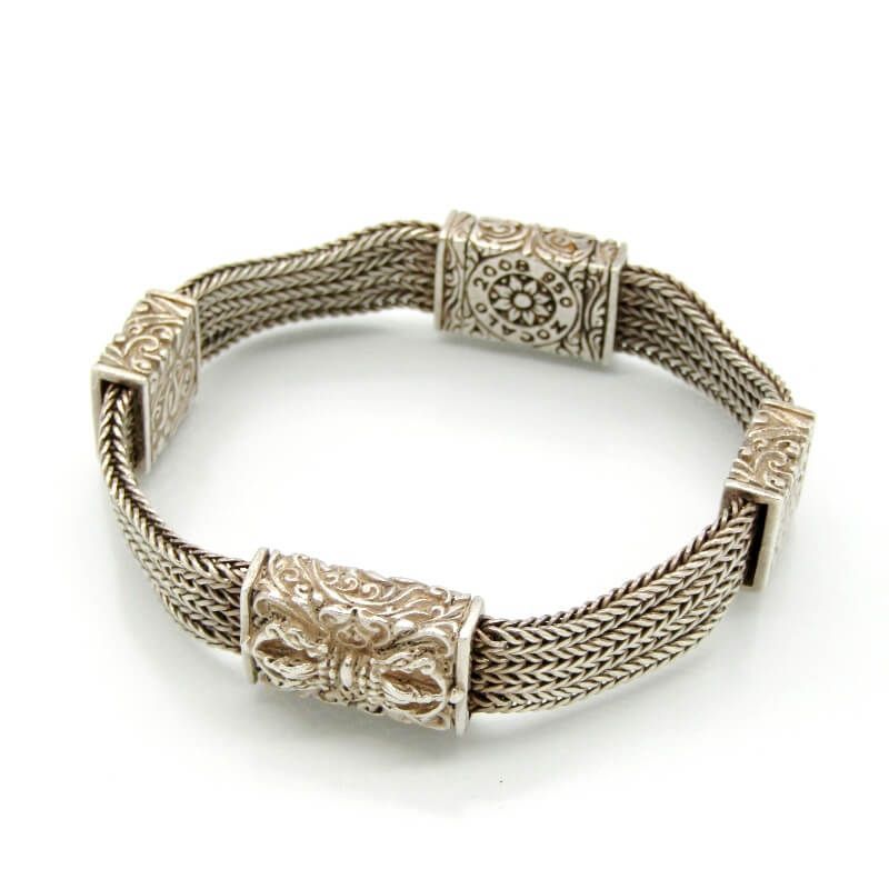 美品 ZOCALO ソカロ ブレスレット ヘリンボーン ドージェ Herringbone Dorje Bracelet SV950 4連チェーン 28009015