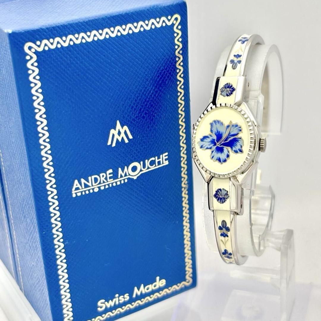 電池 Andre Mouche アンドレムッシュ レディース 腕時計 バングル 花柄