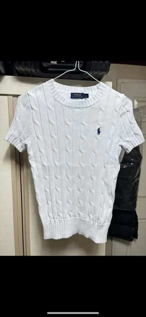 女性用 ポロ 半袖 ケーブル編み ニット
