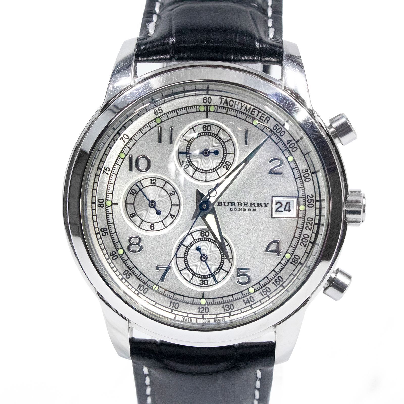 送料無料 バーバリー 腕時計 クォーツ ロンドン メンズ 銀色 シルバー