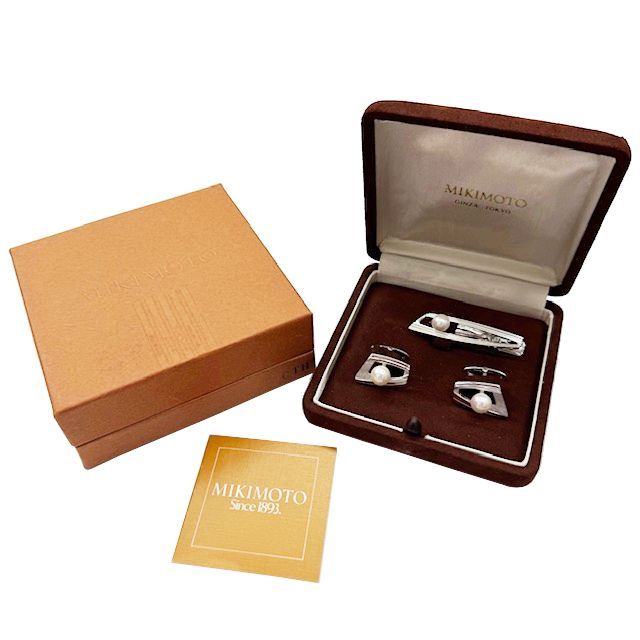 MIKIMOTO ミキモト タイピン カフス 3点セット パール 7-7.4mm SILVER