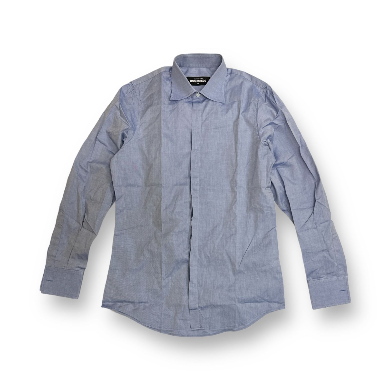 国内正規 DSQUARED2 Easy Slim Shirt イージースリムシャツ カットソー 長袖シャツ ディースクエアード S74DL0757 青 48 66781A7