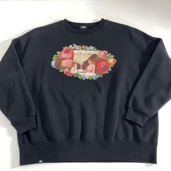  PAMEO POSE パメオポーズ 裏起毛 スウェット トレーナー サイズフリー ブラック 黒 ゆったり オーバーサイズ トレーナー スウェット トップス