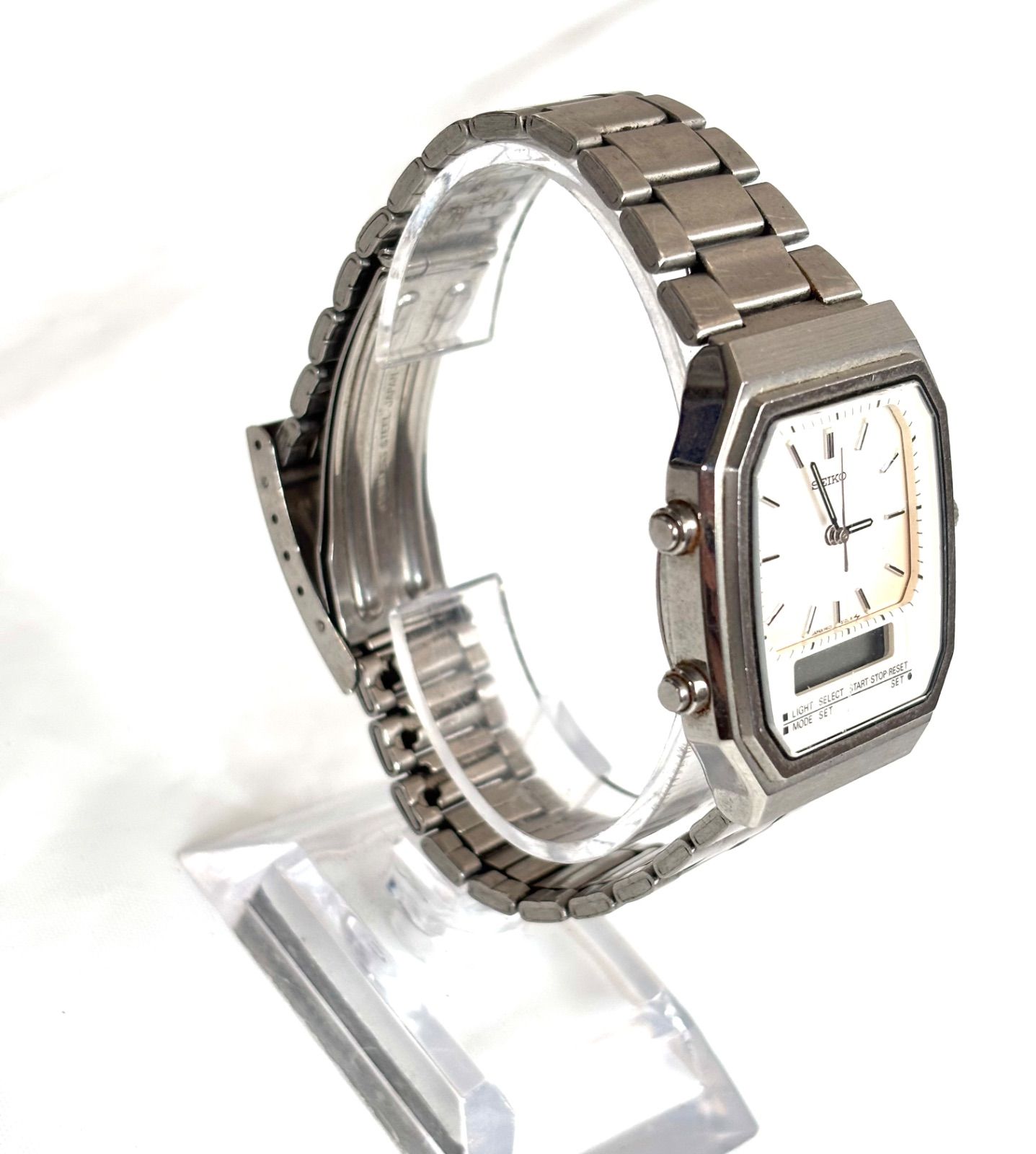 SEIKO H601-5070 白文字盤 セイコー QZ スクエア デジアナ