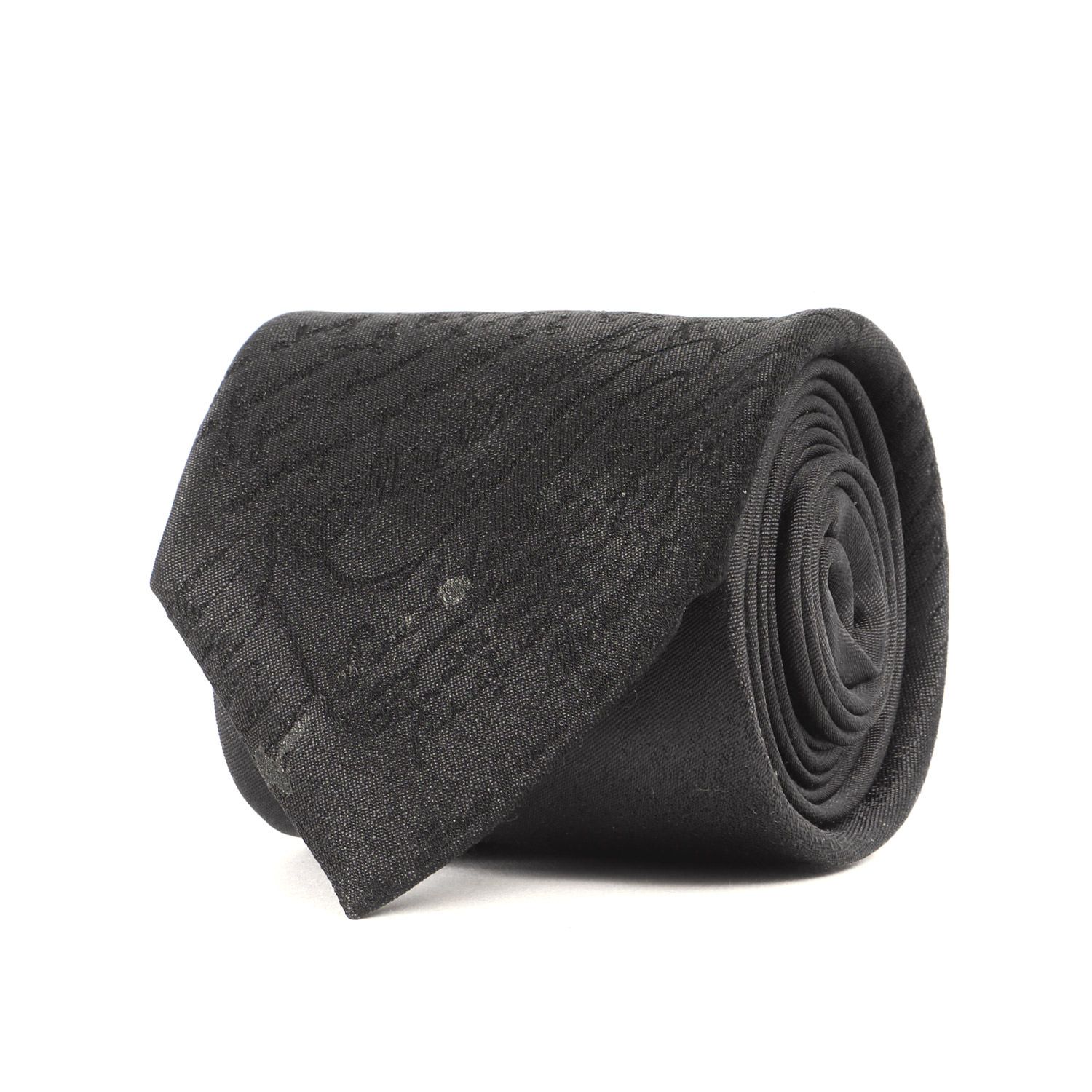 Berluti ベルルッティ スクリット カリグラフィー シルク ネクタイ ホールマーク クラヴァット / ブラック 黒 / ファッション 小物 / イタリア製【メンズ】【中古】【K4459】 Berluti ベルルッティ スクリット カリグラフィー シルク ネクタイ