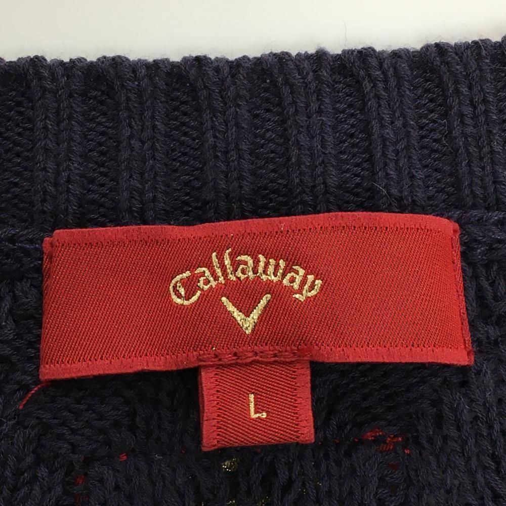 キャロウェイ レッドレーベル セーター ネイビー ケーブル編み調